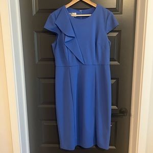 Donna Morgan Ruffle Sheath Dress Blue Sz 14